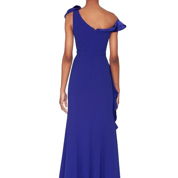 WHITE TIE by Shani Women's Asymmetric Ruffled Sleeveless Gown Cobalt Blue - Picture 2 of 5